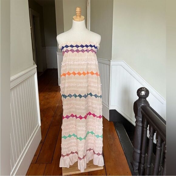 Vintage 60’s Smocked Maxi Skirt/Sleeveless Dress - Picture 2 of 12